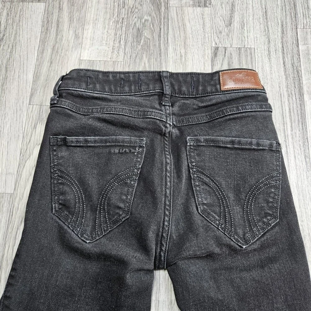 Hollister Mid-Rise Super Skinny Jeans Juniors 00S‎ Black Classic Stretch Denim